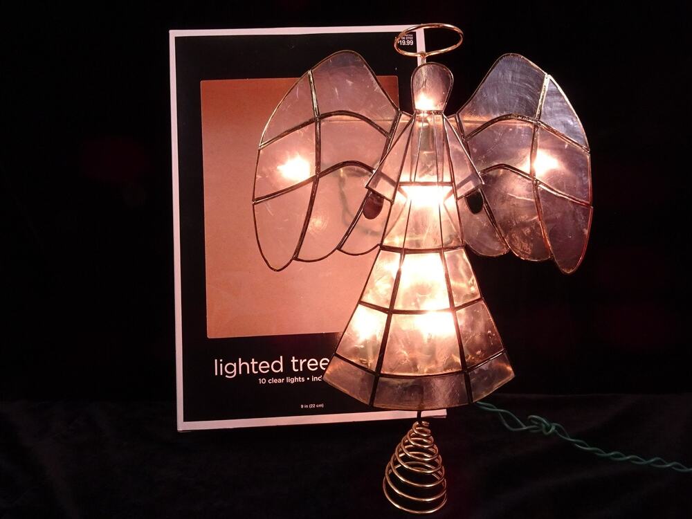 9 in Lighted Capiz Angel Christmas Tree Topper Holiday Decor Christian Gabriel